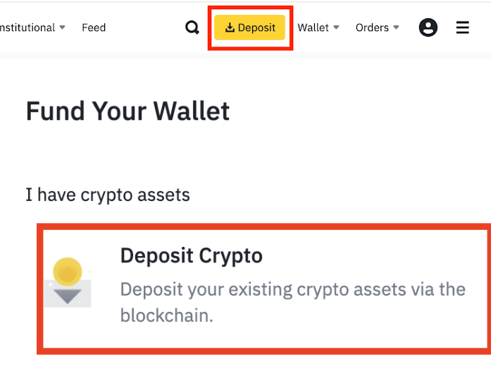 Follow the highlighted steps to start a deposit.
