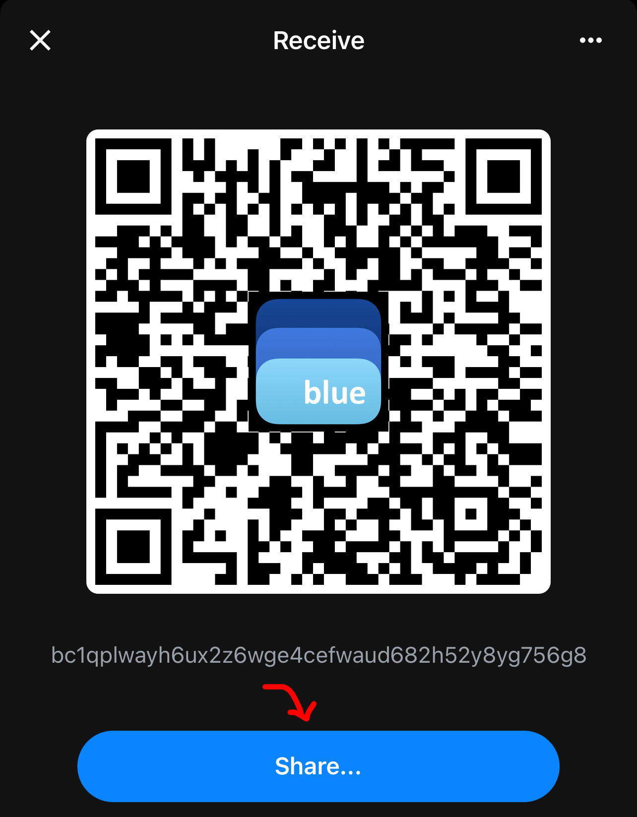 Follow the highlighted steps to reveal and copy your wallet address.