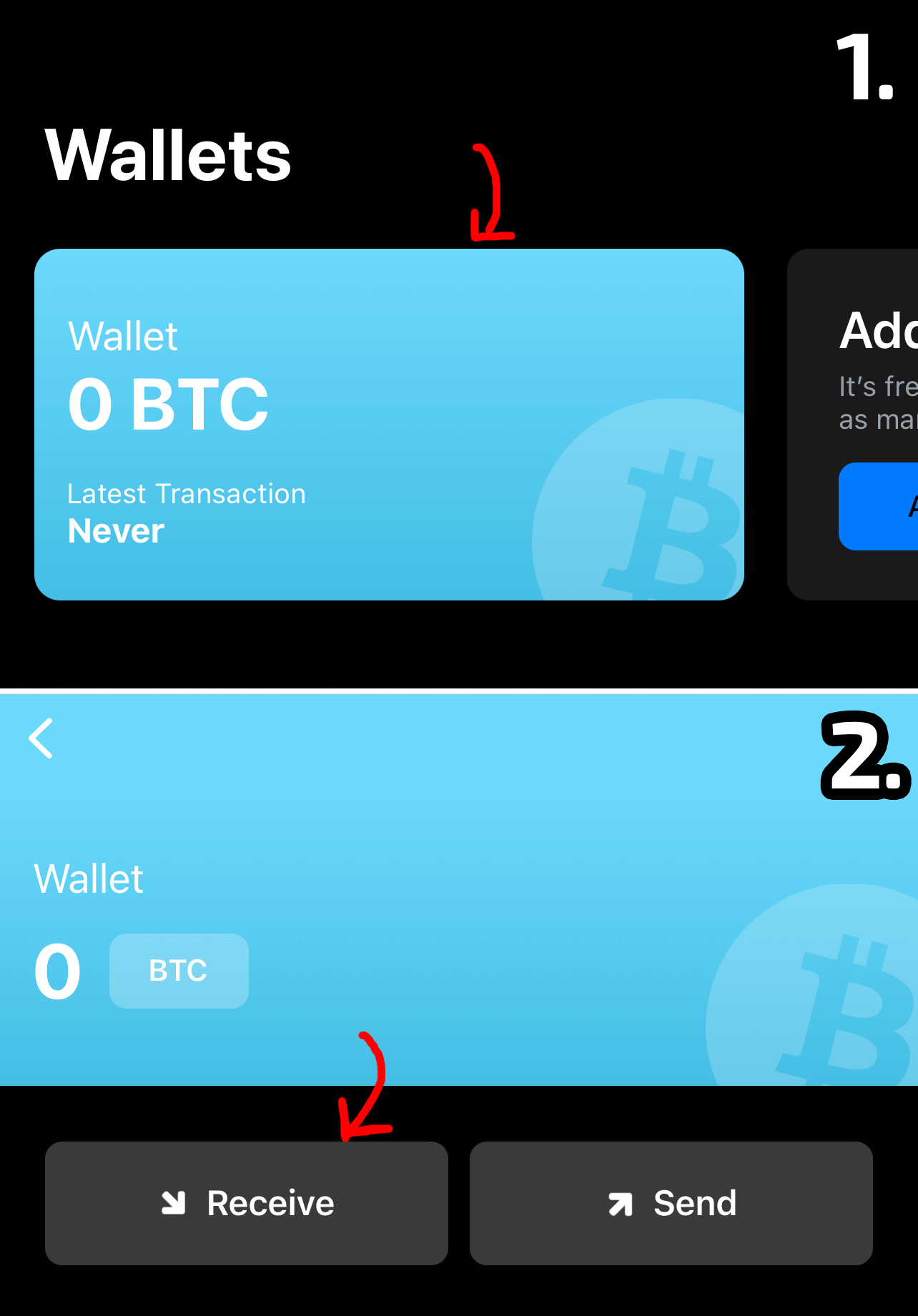 Tap the highlighted area to show your address.