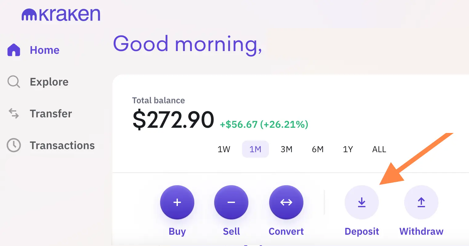 Follow the highlighted steps to start a deposit.